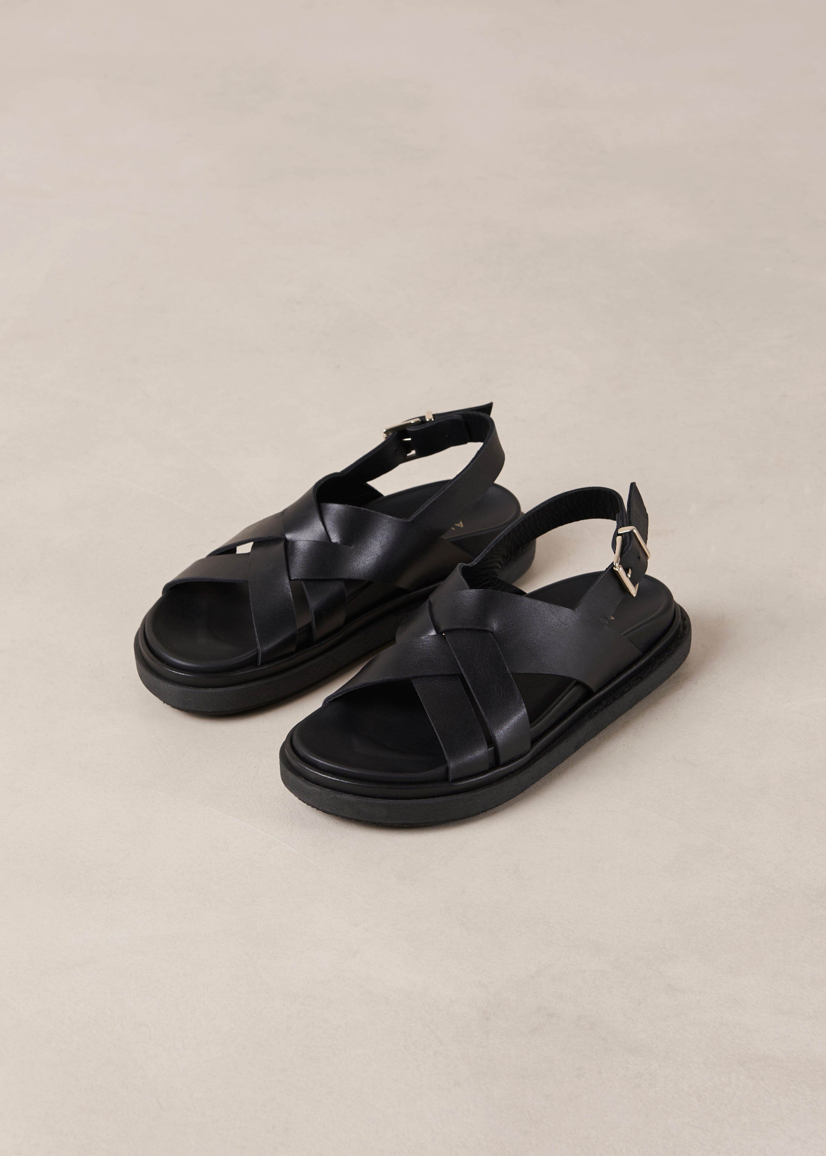 Trunca Black Leather Sandals