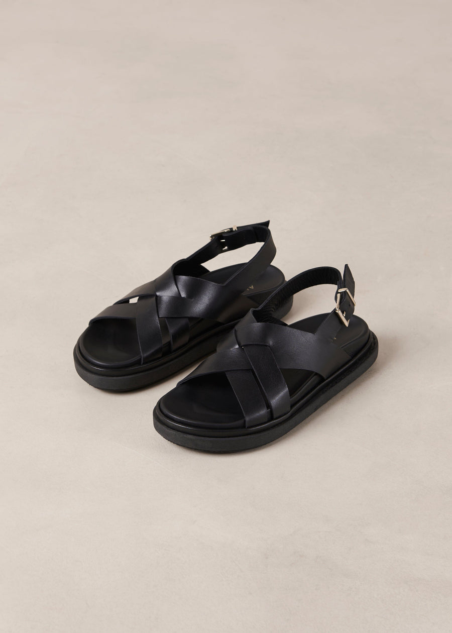 Trunca Black Leather Sandals Sandals ALOHAS