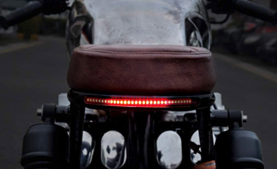 This is a strip-led light, that provides a minimalistic look to the back of the motorcycle.