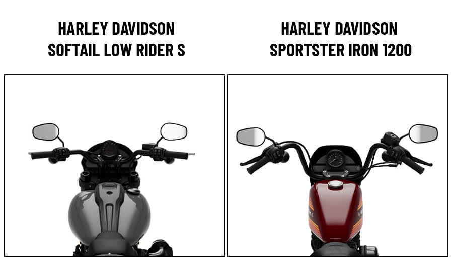 Harley Davidson Low Rider S Vs. Harley Davidson Iron 1200: Handlebars and Side Mirrors