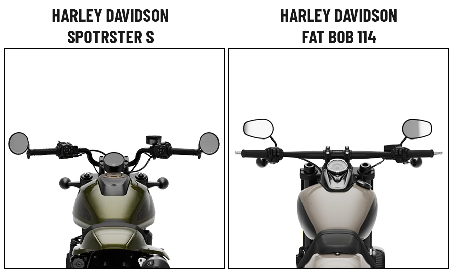 Harley Davidson Sportster S Vs. Harley Davidson Fat Bob 114: Handlebars and Side Mirrors