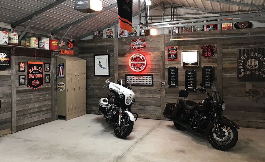 Rustic Themed Motorcycle Garage