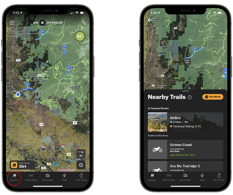 Step 3: Use the Discover Button to Find Dirt Bike Trails