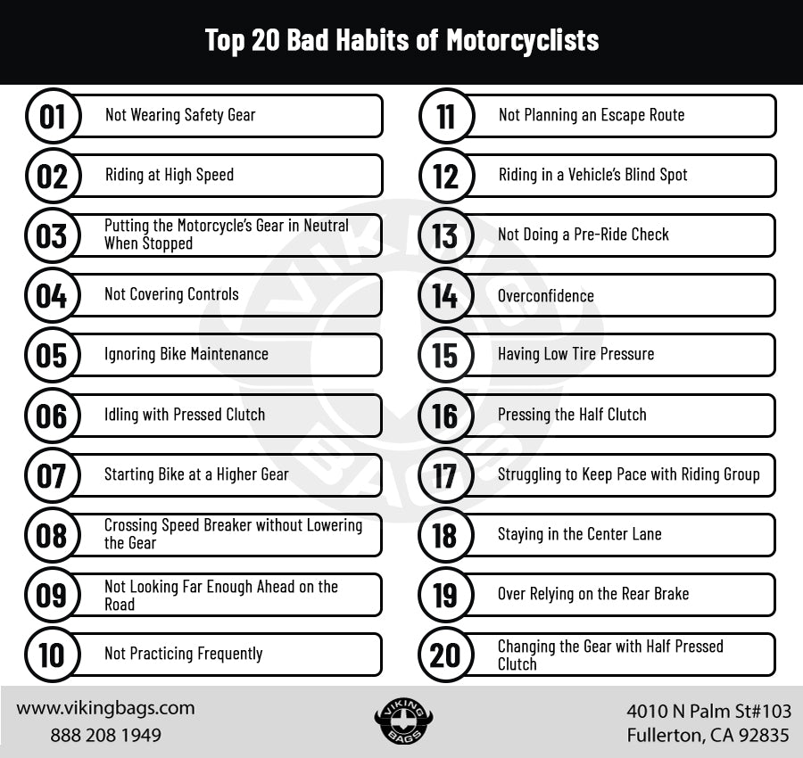 Top 20 Bad Habits of Motorcyclists