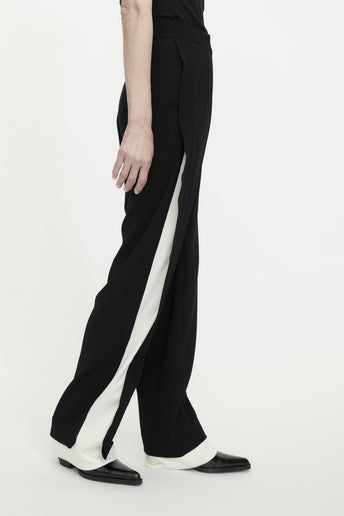Leni Black Satin Wide Leg Trousers | Edie b. | SilkFred US