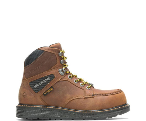 The tan Wolverine Hellcat Moc Toe Boots have a cushioned footbed.