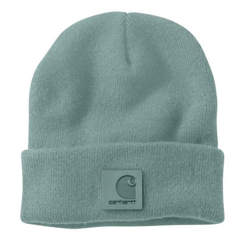 Carhartt Knit Beanie in Blue Surf. Carhartt logo featured on the front.