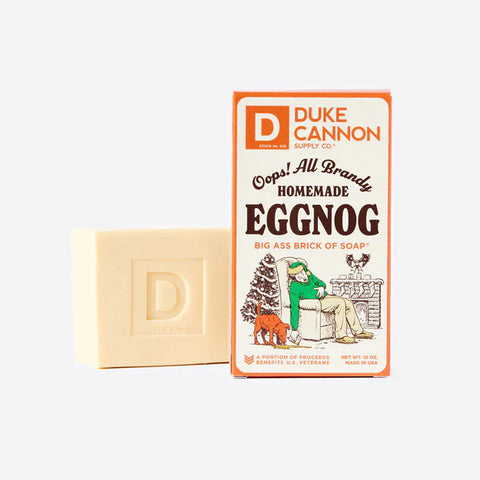 Duke Cannon's big brick of Oops! All Brandy Homemade Eggnog soap.