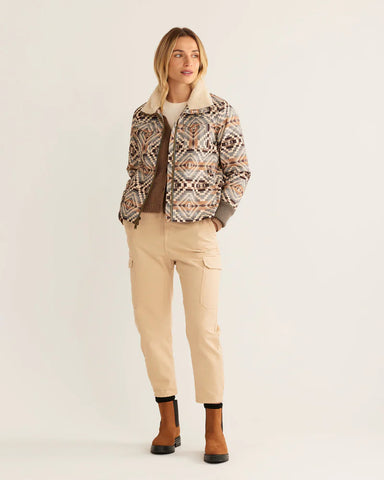 Zip up in fuzzy fleece with the Pendleton Women's Madera Zip Front Jacket. Durable on the outside. Soft on the inside.