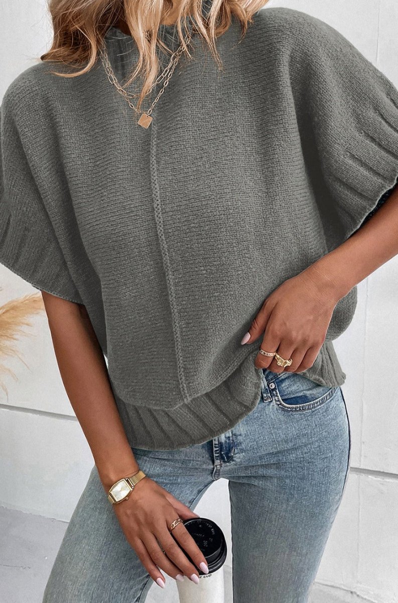 Billede af Oaklyn Mock Neck Batwing Short Sleeve Knit Sweater