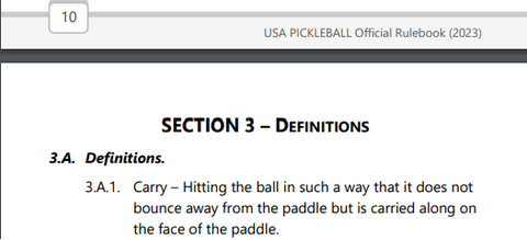 can you carry the ball in pickleball, official definition of a carry in pickleball