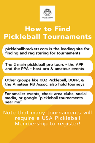 how to find pickleball tournaments, how to register for pickleball tournaments, where to find pickleball tournaments