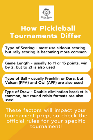 how do pickleball tournaments differ