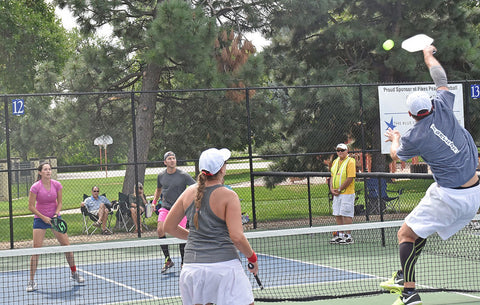 overhand spike in pickleball, hitting overhand in pickleball