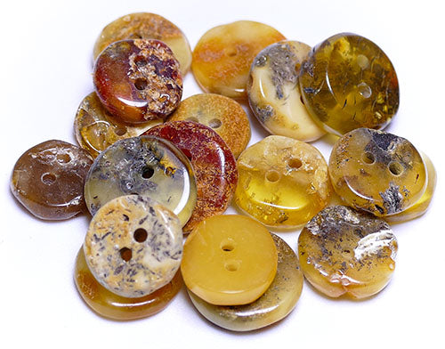 Baltic amber button beads - Amber gemstone buttons with 2 holes, buttons with 4 holes