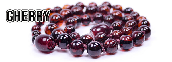 Baltic amber colors: Cherry amber jewelry (dark cherry, red-cherry)