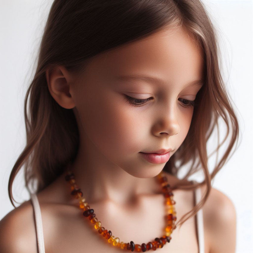 Baltic amber necklace for a girl