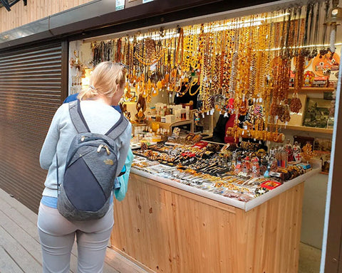 Lithuanian Baltic amber market in the city of Palanga (the capital of Lithuania's amber industry)