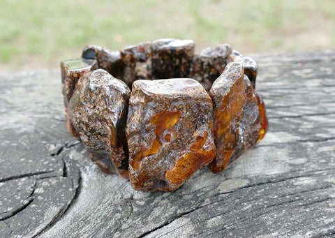 Lithuanian Raw amber bracelet - Grinded amber gemstones