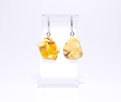 Raw amber stone earrings for sale - Dangle earrings