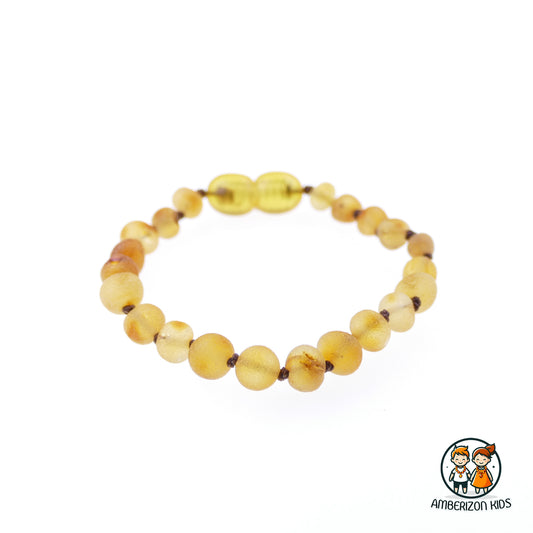 Knotted sea amber baby bracelet - anklet - Frosted unpolished beads