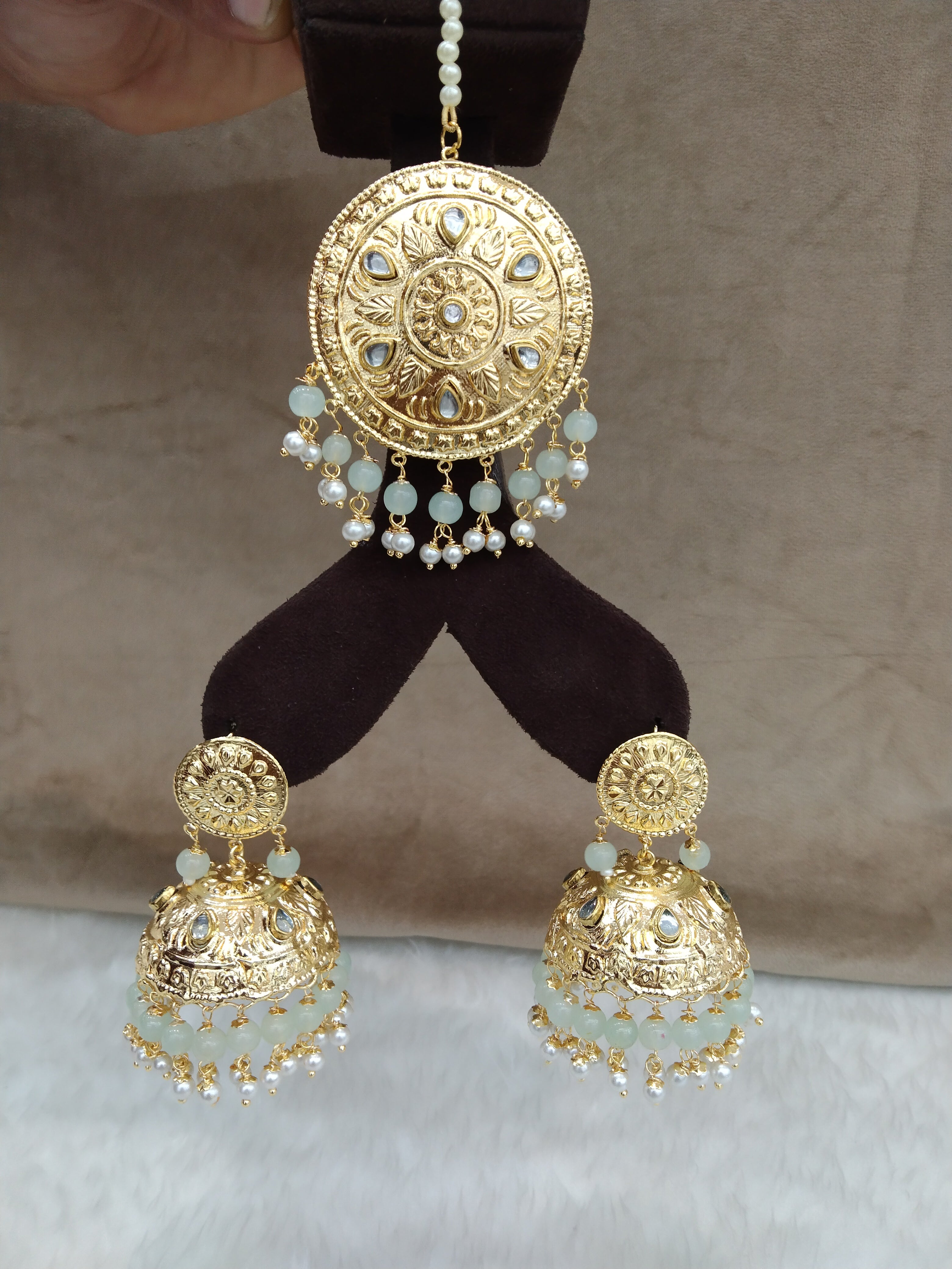 Amazon.com: Priyaasi Indian Earrings for Women | Grey & White Meenakari  Earrings | Traditional Earrings for Women & Girls | Gold-Plated | Stone  Studded Beaded Earrings | Big Drop Flower Earrings for