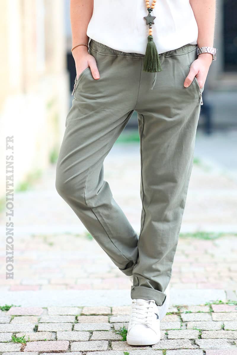 Pantalon de jogging urbain vert kaki à poches