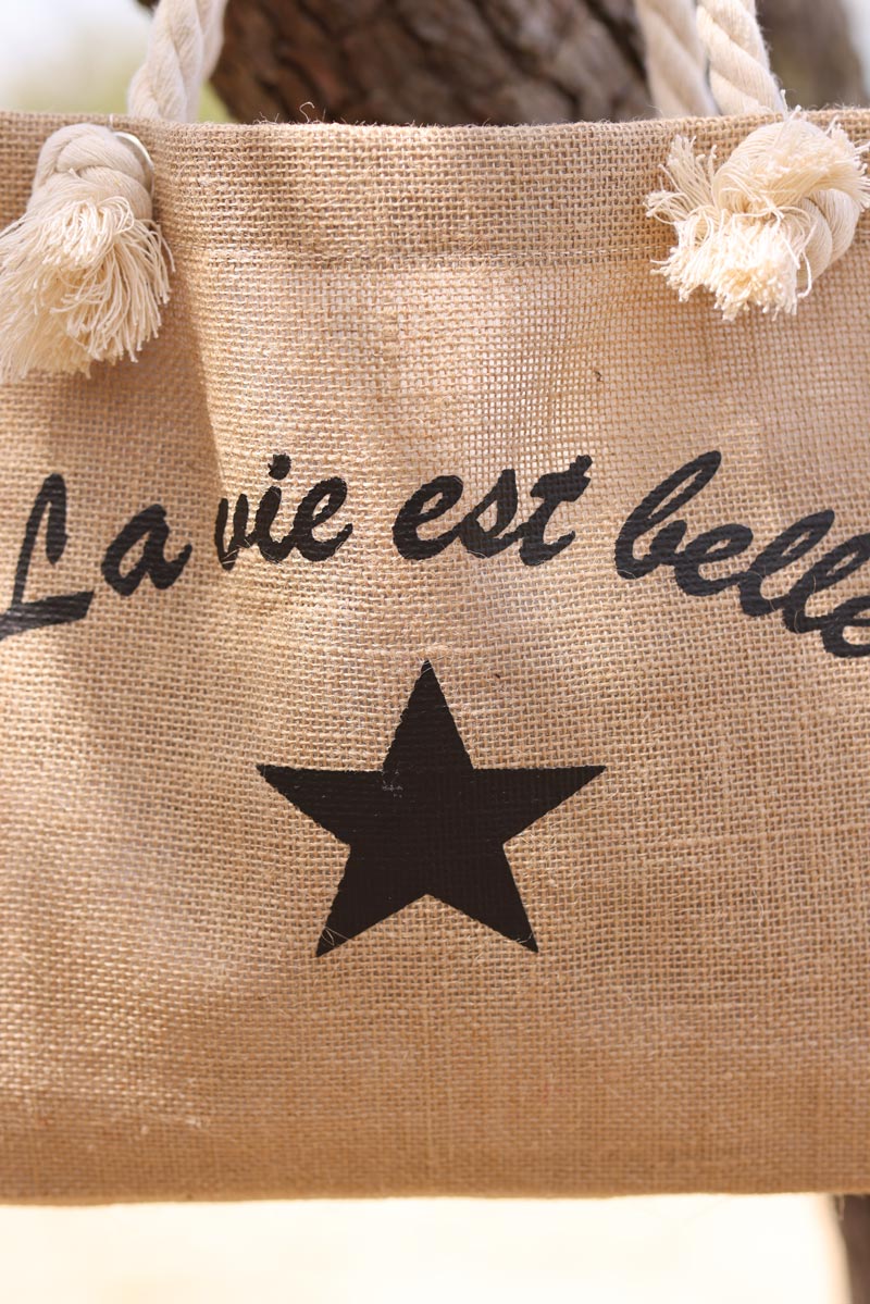 Sac à main effet cuir grainé marron et bandeau bouclettes