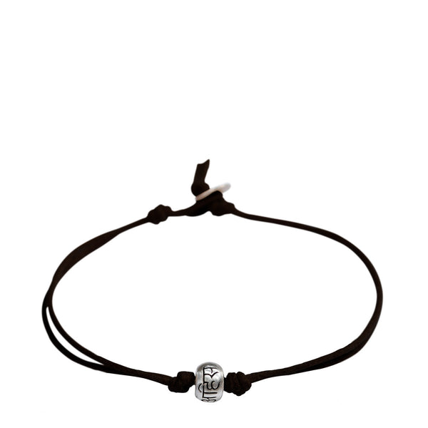 Sterling Silver Ahimsa Bead Bracelet on Black Cord – Me&Ro