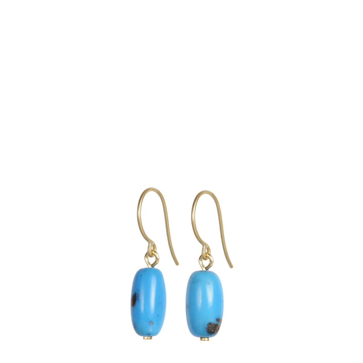 18K Gold Persian Turquoise Bead Drop Earrings