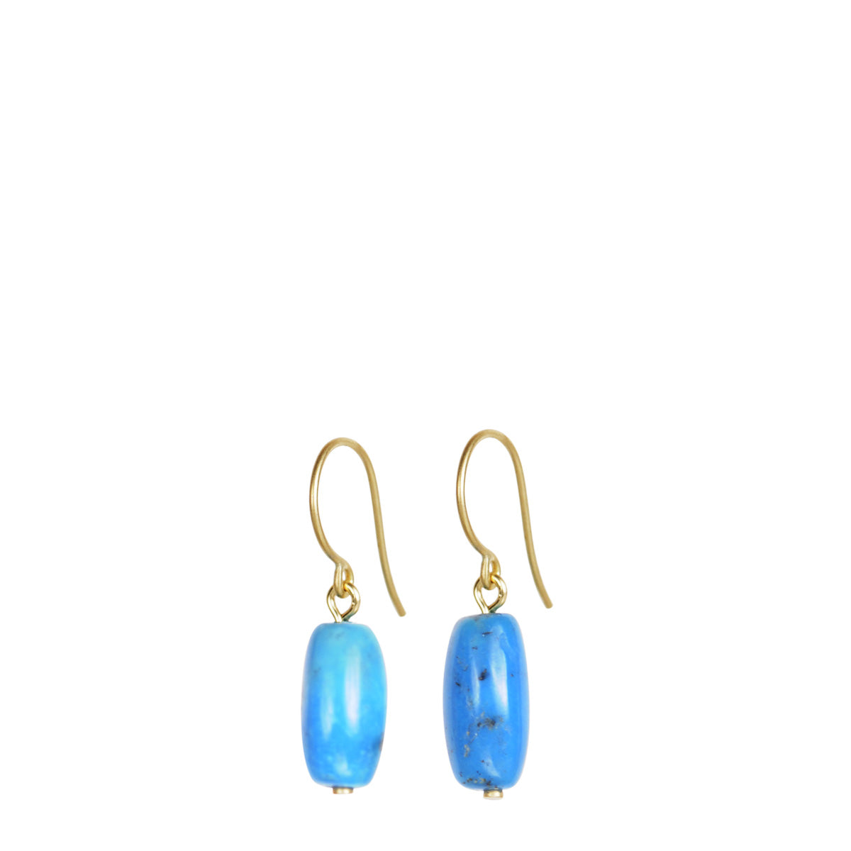 18K Gold Persian Turquoise Bead Drop Earrings