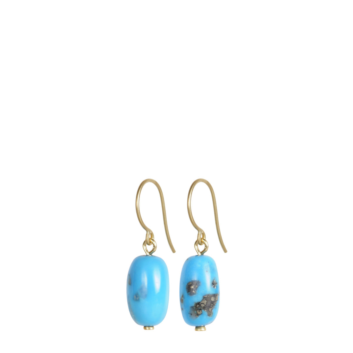 18K Gold Persian Turquoise Bead Drop Earrings