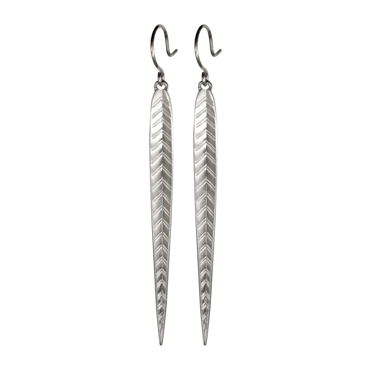 Sterling Silver Extra Long Leaf Earrings - Me&Ro