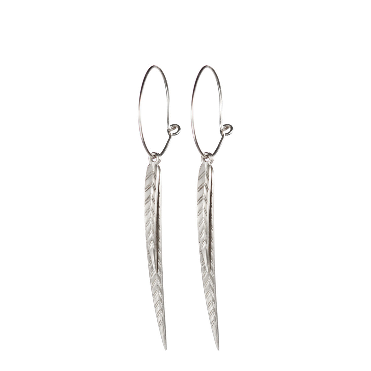 Sterling Silver Large Leaf Hoop Earrings - Me&Ro