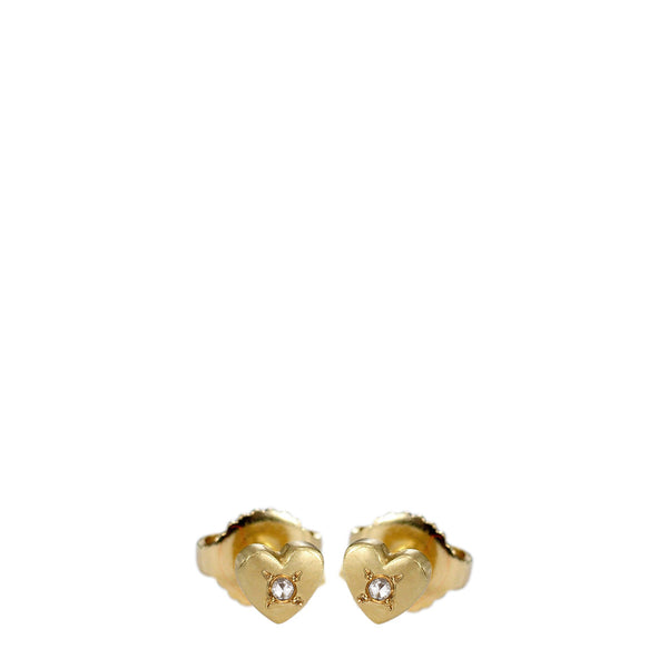 18K Gold Heart Stud Earrings with Diamonds - Me&Ro