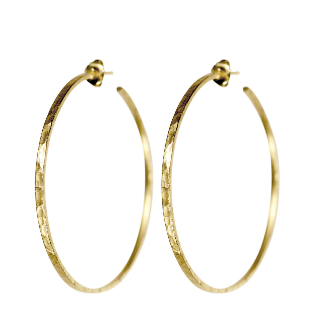 18K Gold Large Hammered Hoop Earrings – Me&Ro