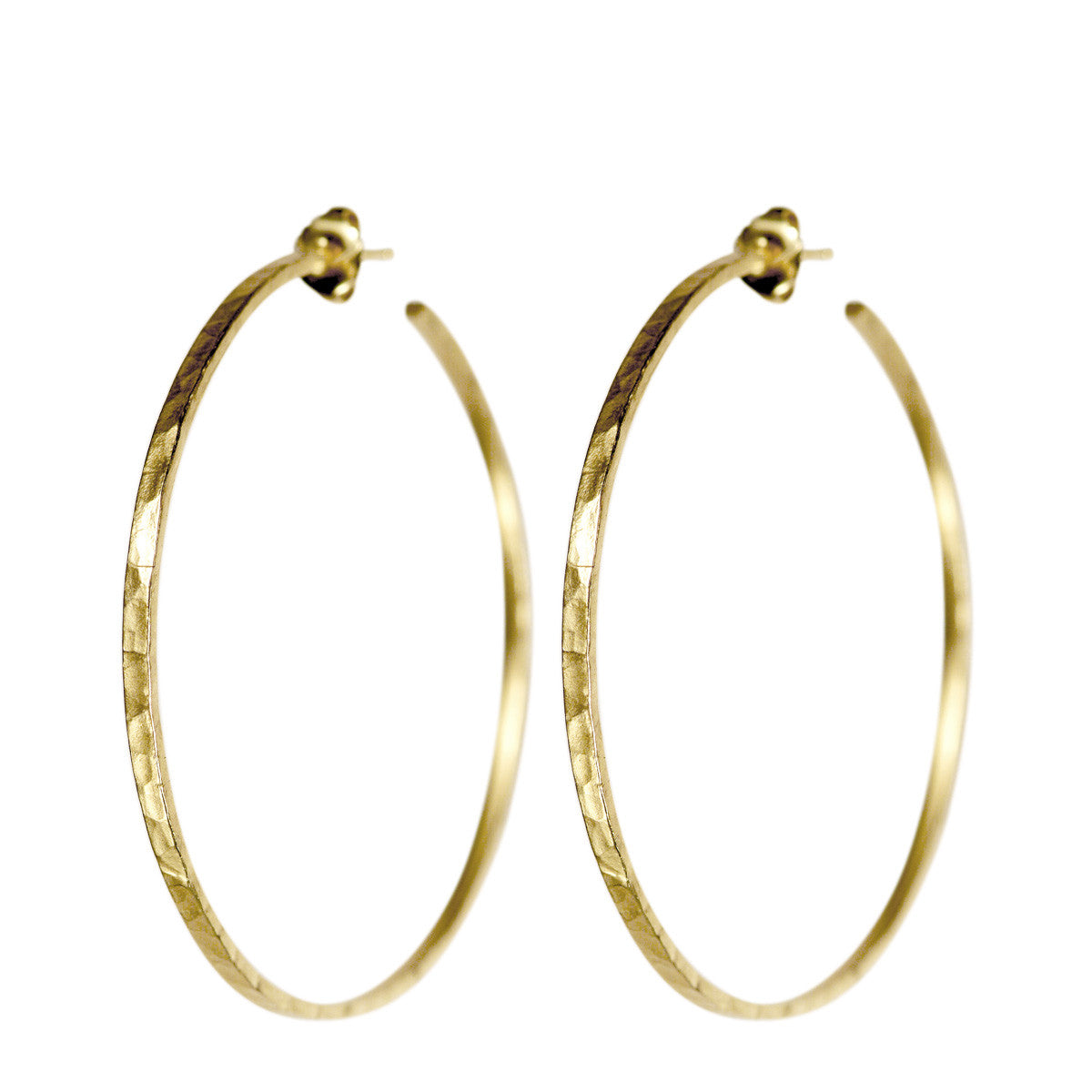 18K Gold Large Hammered Hoop Earrings - Me&Ro