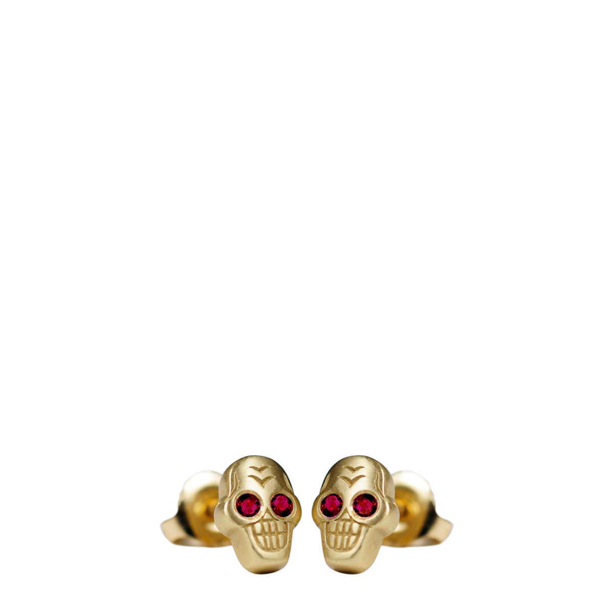 18K Gold Tiny Skull Stud Earrings with 