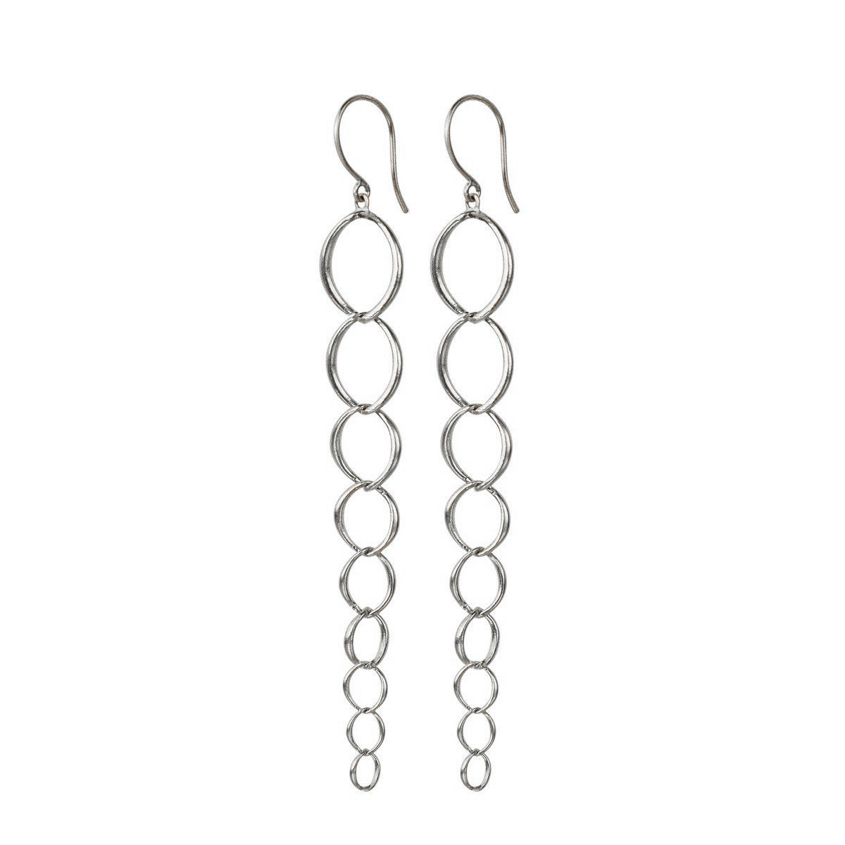 Sterling Silver Graduated O  Chain Earrings