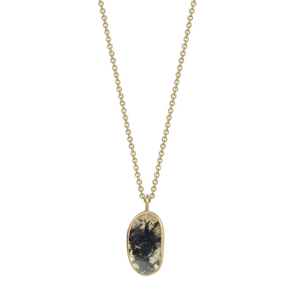 18K Gold Black Rose Cut Diamond Pendant