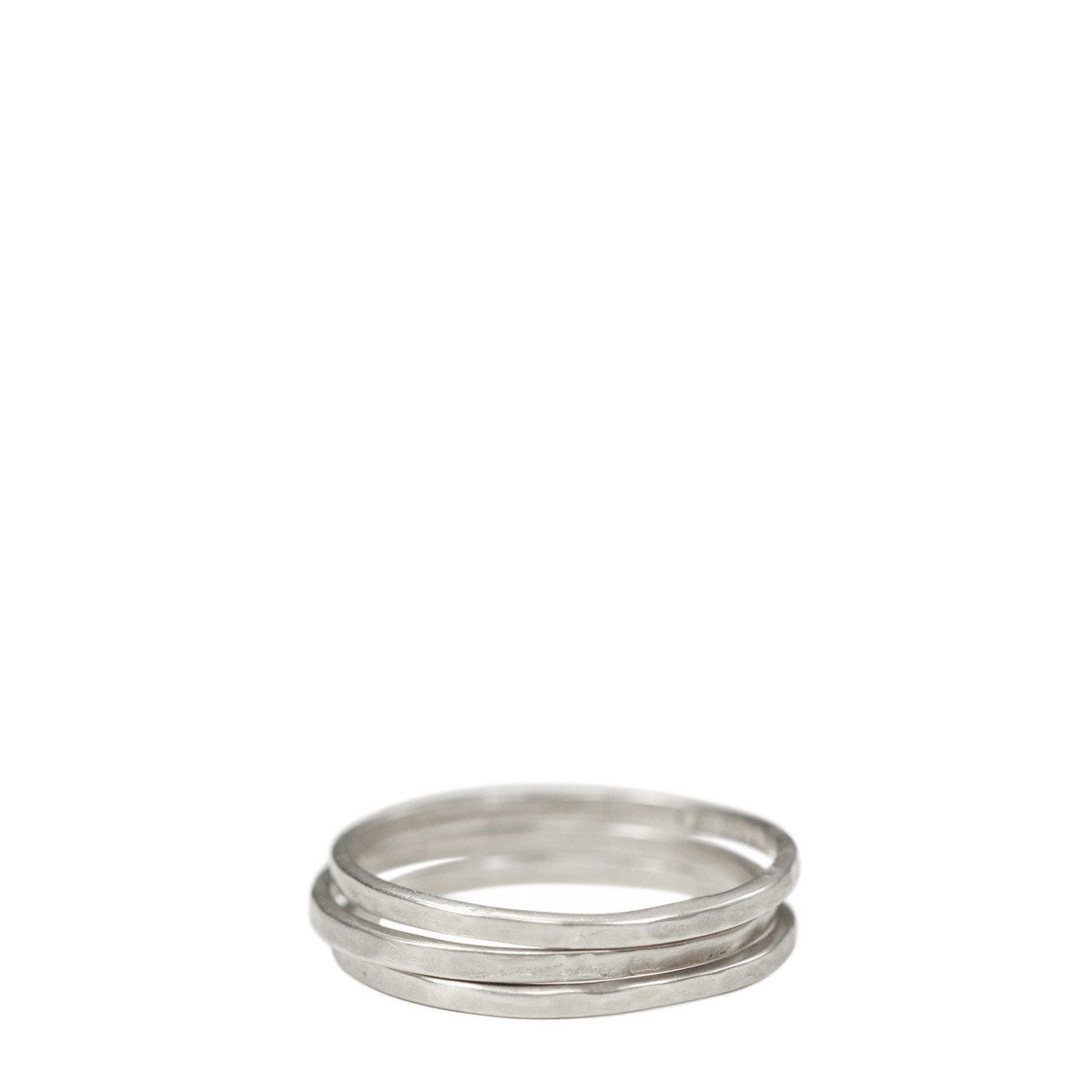 Sterling Silver Flattened Ring (set of 3)
