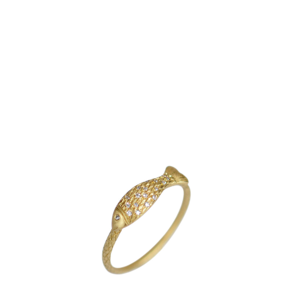 18K Gold Fish Ring with Diamond Scales – Me&Ro