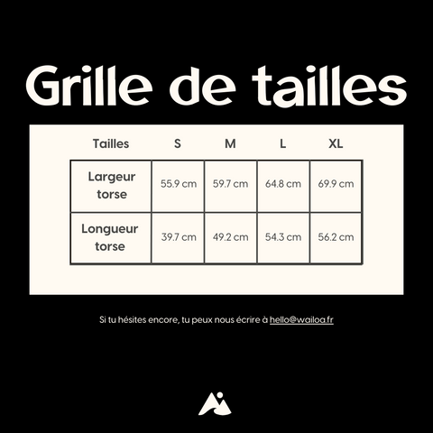 Grille de tailles hoodies good vibes only
