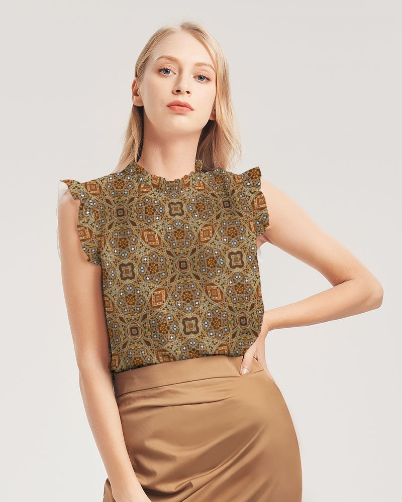 Syrian Mosaic Women's Ruffle Sleeve Top