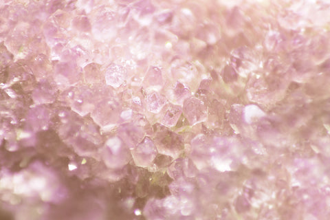 The close up of pink amethyst, view of the pink amethyst crystal structure