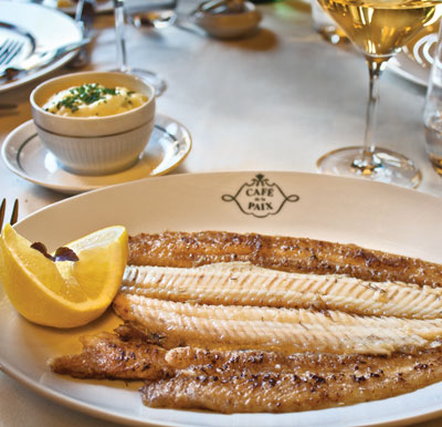 Sole with Lemon Brown Butter and Creamy Mashed Potatoes from Paris Cafes by Sharon O'Connor