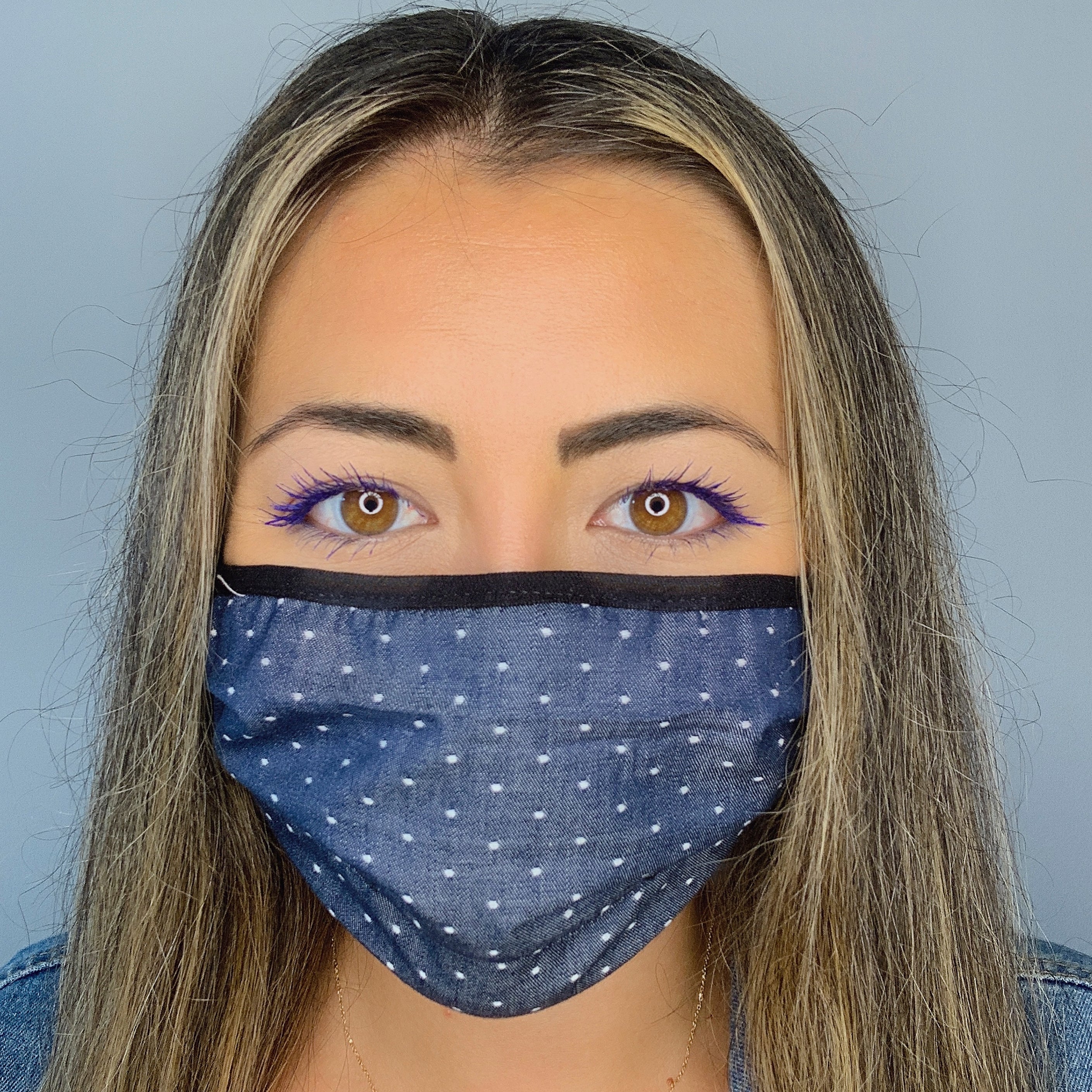 BRJ COTTON CHAMBRAY DOT Beverage / Cocktail Mask - 1 PC Face Mask