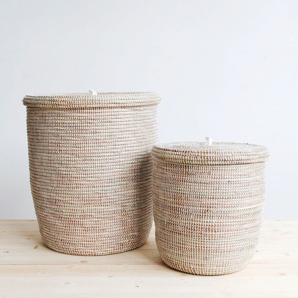 woven storage basket with lid