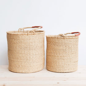 Grass Jute Basket with Black Twine