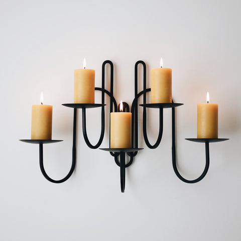 Hand Forged Iron Candle Holder - Five Arm –